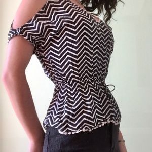 Miss Chievous pinched waist shoulder less shirt